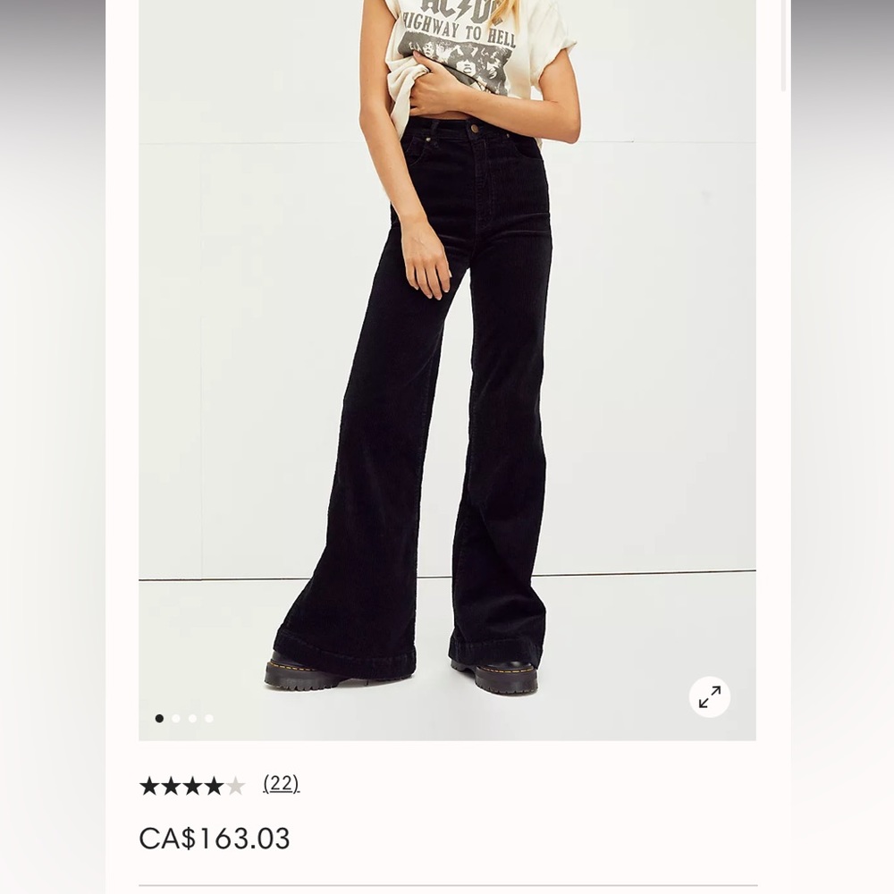 Black Corduroy Rolla’s NWT